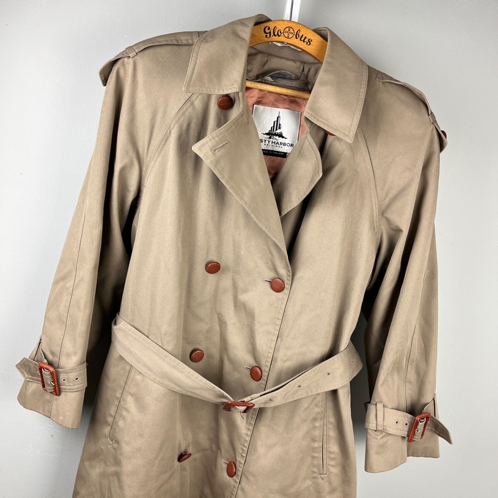 Misty Harbor Womens 12P Trench Coat Wool Zip Out Liner Classic Old Money Vintage